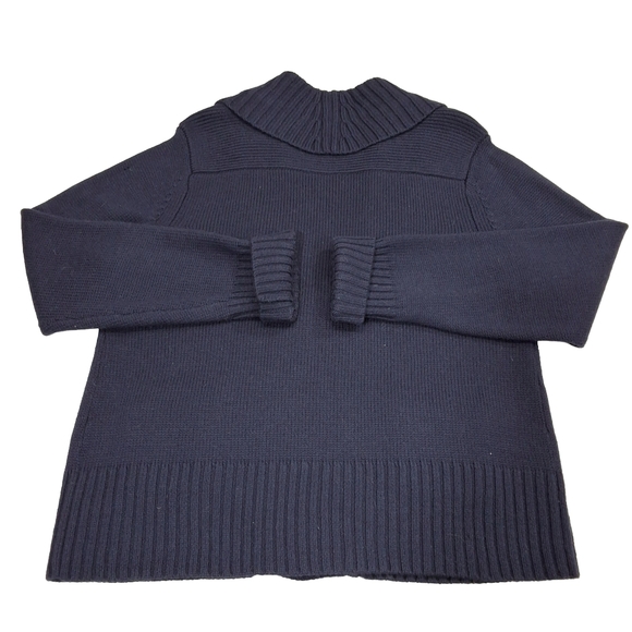 Victor Alfaro Merino Wool Navy Blue Chunky Knit Gold Button Cardigan SIZE XL - Picture 4 of 7